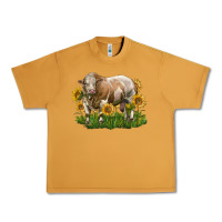 Peanut Butter simmental bull with sunflowers Urban Heavy Tee - LillyAllenDesigns