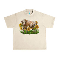 Sandshell simmental bull with sunflowers Urban Heavy Tee - LillyAllenDesigns