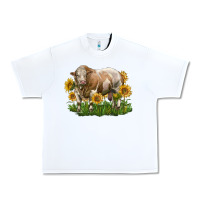 White simmental bull with sunflowers Urban Heavy Tee - LillyAllenDesigns