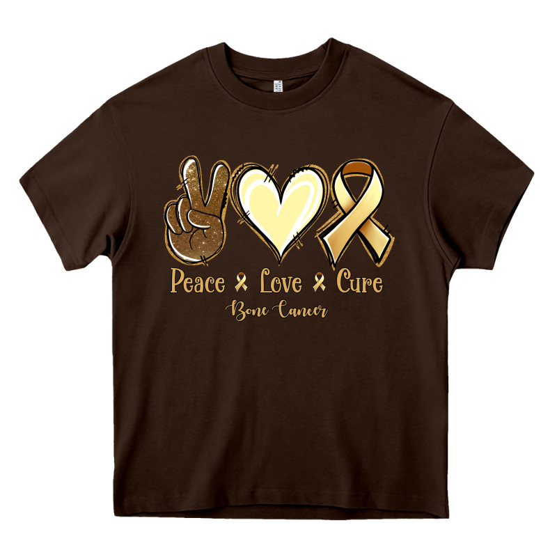 Peace Love Cure Bone Cancer Heavy Core Tee by Jasminsmagicworld | Teevron