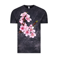 Cloud Black Peach Blossom Illustrations Vintage Tee - LillyAllenDesigns