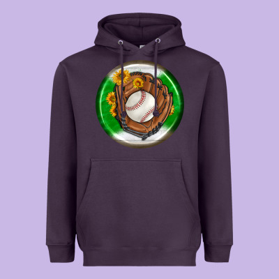 Baseball With Sunflower Round Earrings Heavyweight Hoodie Designed By Bundleandbundleshop