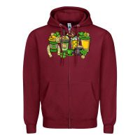 Burgundy St. Patrick's Day coffee cups Zipper Hoodie - HowdyJamesFarm