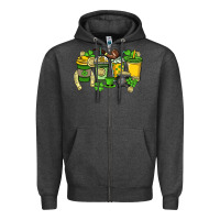 Charcoal Heather St. Patrick's Day coffee cups Zipper Hoodie - HowdyJamesFarm