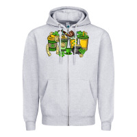 Heather Grey St. Patrick's Day coffee cups Zipper Hoodie - HowdyJamesFarm
