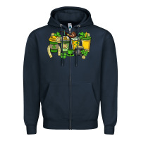 Navy St. Patrick's Day coffee cups Zipper Hoodie - HowdyJamesFarm
