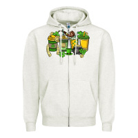 Oatmeal Heather St. Patrick's Day coffee cups Zipper Hoodie - HowdyJamesFarm