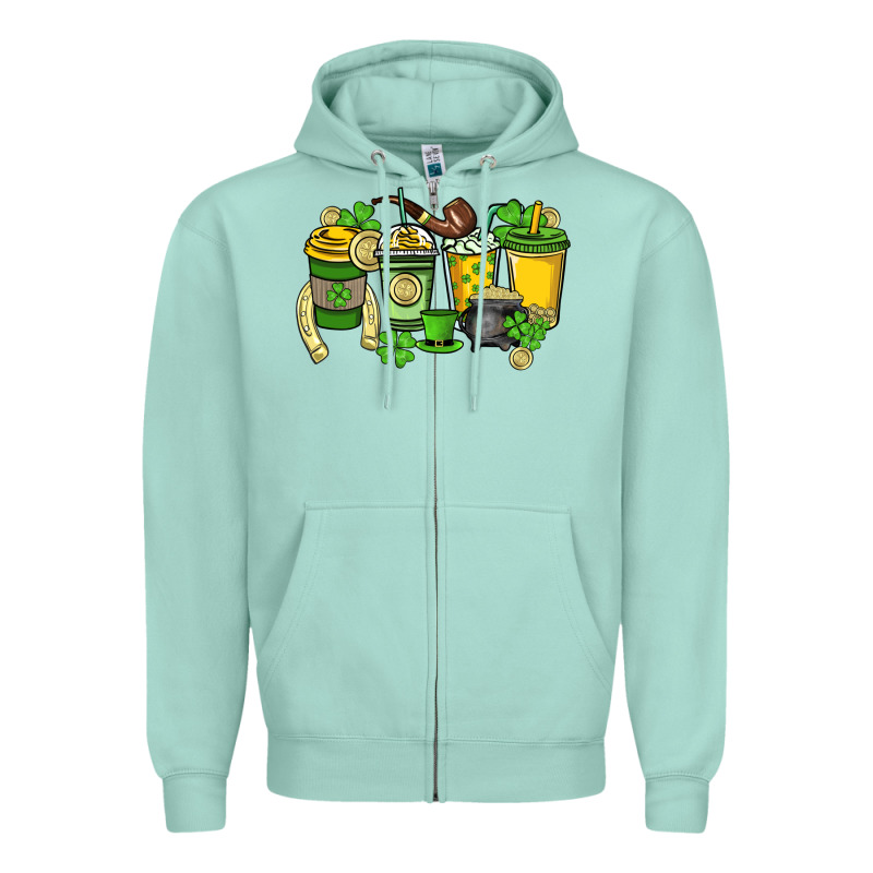 St. Patrick's Day Coffee Cups Zipper Hoodie by HowdyJamesFarm | Teevron