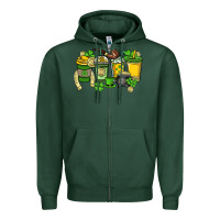 Sports Green St. Patrick's Day coffee cups Zipper Hoodie - HowdyJamesFarm