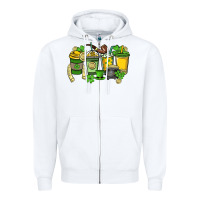 White St. Patrick's Day coffee cups Zipper Hoodie - HowdyJamesFarm