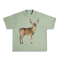 Oil Green white tailed buck deer Urban Heavy Tee - LillyAllenDesigns