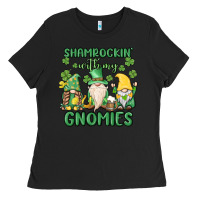 Black shamrock with my gnomies Ladies Tee - MaliasSmallBusiness
