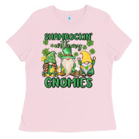 Bubblegum Pink shamrock with my gnomies Ladies Tee - MaliasSmallBusiness