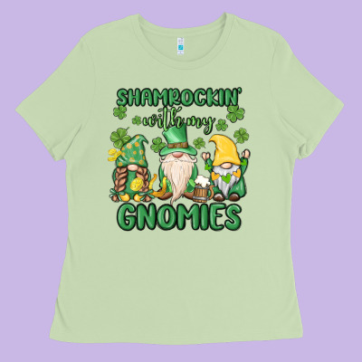 Shamrock With My Gnomies Ladies Tee Designed By Maliassmallbusiness