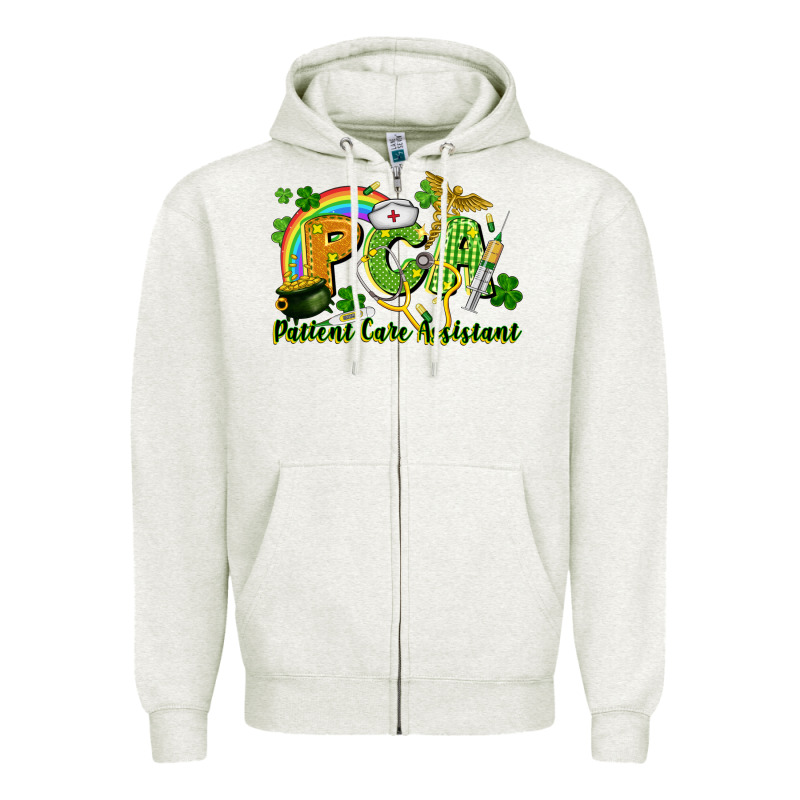 Pca Patient Care Assistant St. Patrick's Day Zipper Hoodie by CowGirlArtShop | Teevron