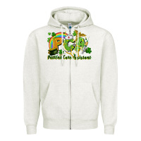 Oatmeal Heather PCA Patient Care Assistant St. Patrick's Day Zipper Hoodie - CowGirlArtShop