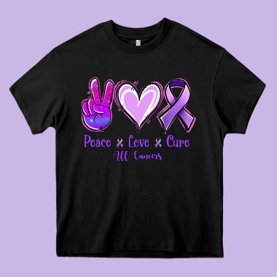 Peace Love Cure All Cancers Heavy Core Tee Designed By Jasminsmagicworld
