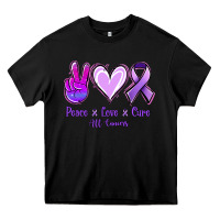 Black Peace Love Cure All Cancers Heavy Core Tee - Jasminsmagicworld