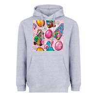 Heather Grey Easter Gnomies Seamless Pattern Heavyweight Hoodie - BundleAndBundleShop