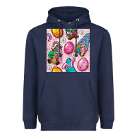 Navy Easter Gnomies Seamless Pattern Heavyweight Hoodie - BundleAndBundleShop