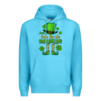 Ocean Blue Just here for the shenanigans St. Patrick's Premium Hoodie - OliviaCreatesArt