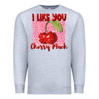Heather Grey i like you cherry much Premium Sweatshirt - FaDigitalArtStudio