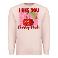 Pale Pink i like you cherry much Premium Sweatshirt - FaDigitalArtStudio