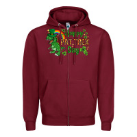 Burgundy St. Patrick's Happy Pat T-Rex Day with rainbow Zipper Hoodie - HowdyJamesFarm