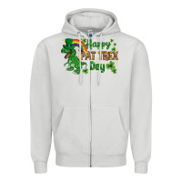 Dove Grey St. Patrick's Happy Pat T-Rex Day with rainbow Zipper Hoodie - HowdyJamesFarm