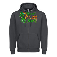 Smoke St. Patrick's Happy Pat T-Rex Day with rainbow Zipper Hoodie - HowdyJamesFarm