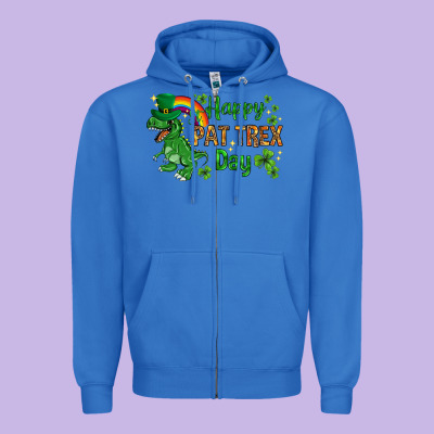 St. Patrick's Happy Pat T-rex Day With Rainbow Zipper Hoodie Designed By Howdyjamesfarm