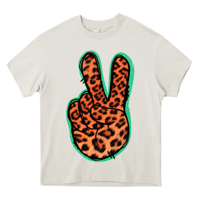 Orange Leopard Peace Sign Heavy Core Tee by Jasminsmagicworld | Teevron