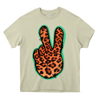 Mossy Orange Leopard Peace Sign Heavy Core Tee - Jasminsmagicworld