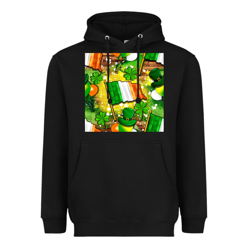 Ireland Flag With St. Patrick's Day  Digital Paper Heavyweight Hoodie by BundleAndBundleShop | Teevron
