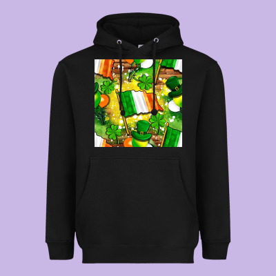Ireland Flag With St. Patrick's Day  Digital Paper Heavyweight Hoodie Designed By Bundleandbundleshop