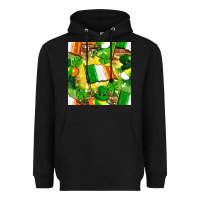 Black Ireland flag with St. Patrick's Day  digital paper Heavyweight Hoodie - BundleAndBundleShop