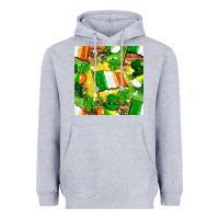 Heather Grey Ireland flag with St. Patrick's Day  digital paper Heavyweight Hoodie - BundleAndBundleShop