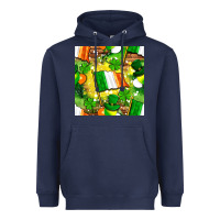 Navy Ireland flag with St. Patrick's Day  digital paper Heavyweight Hoodie - BundleAndBundleShop