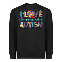 Black I love someone with Autism Heavyweight Sweatshirt - NancyCooperArtShop