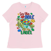 Bubblegum Pink see the able not the label Ladies Tee - MaliasSmallBusiness