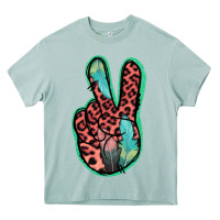 Arona Feather Pink Leopard Peace Sign Heavy Core Tee - Jasminsmagicworld