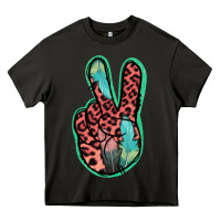 Asphalt Feather Pink Leopard Peace Sign Heavy Core Tee - Jasminsmagicworld