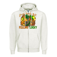 Oatmeal Heather St. Patrick's Dead inside but feeling lucky Zipper Hoodie - HowdyJamesFarm