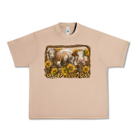 Burro simmental bull and heifer with sunflowers Urban Heavy Tee - LillyAllenDesigns