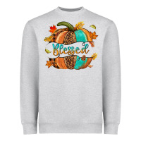 Heather Grey Blessed pumpkin Heavyweight Sweatshirt - NancyCooperArtShop