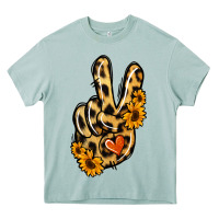 Arona Leopard Sunflower Peace Sign Heavy Core Tee - Jasminsmagicworld