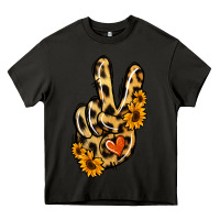 Asphalt Leopard Sunflower Peace Sign Heavy Core Tee - Jasminsmagicworld