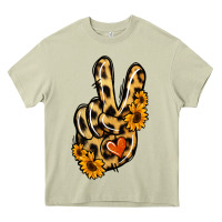 Leopard Sunflower Peace Sign Heavy Core Tee | Teevron
