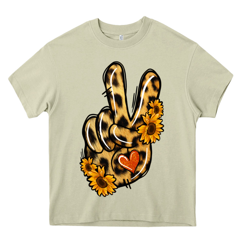 Leopard Sunflower Peace Sign Heavy Core Tee by Jasminsmagicworld | Teevron