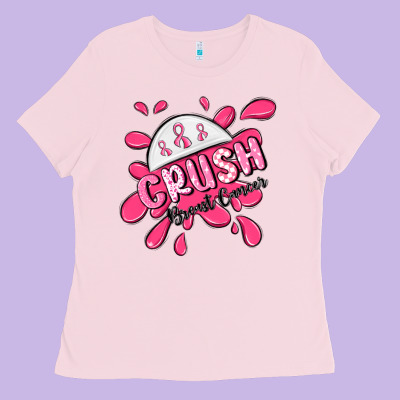 Crush Breast Cancer Ladies Tee Designed By Maliassmallbusiness